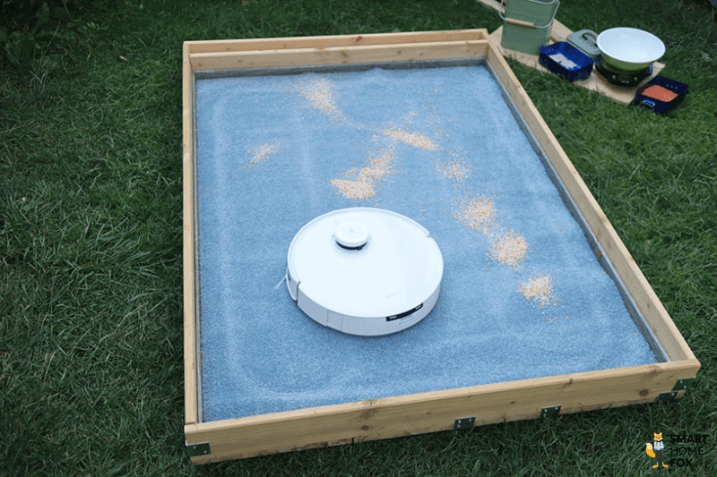 Robot vacuum cleaning the test area